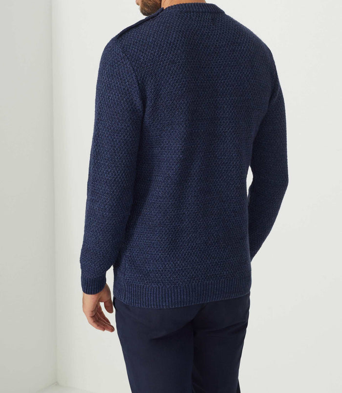 Izac Pull Col Rond Bleu "Sarbello"
