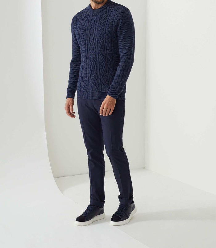 izac Pull col rond bleu "Sarbello"