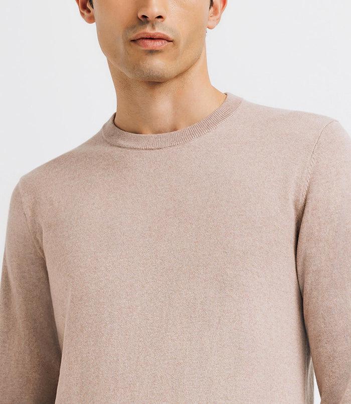 Izac Pull Col Rond Double Fil Beige