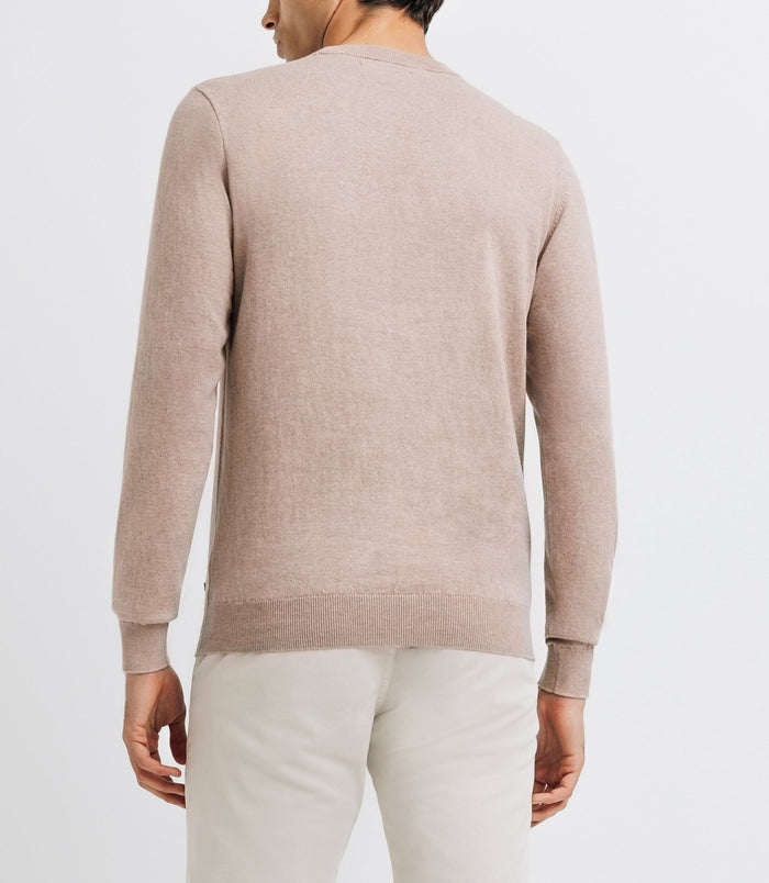Izac Pull Col Rond Double Fil Beige