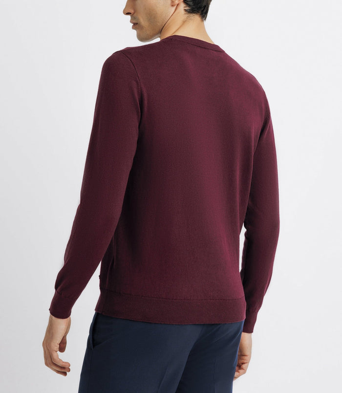 Izac Pull Col Rond Double Fil Bordeaux