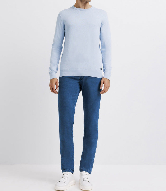 izac Pull col rond double fil ciel