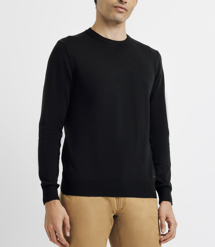 Izac Pull Col Rond Double Fil Noir