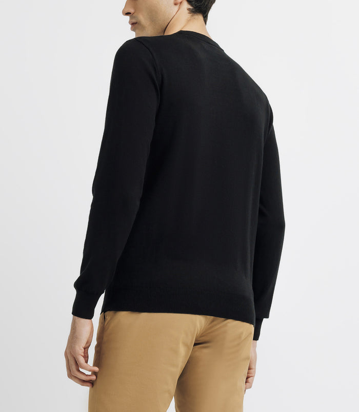 Izac Pull Col Rond Double Fil Noir
