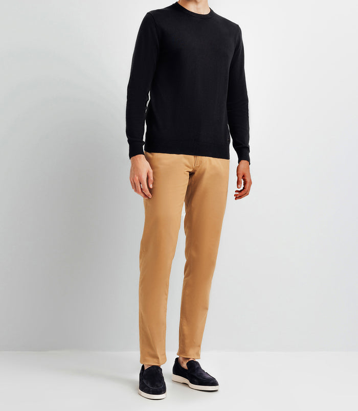 izac Pull col rond double fil noir