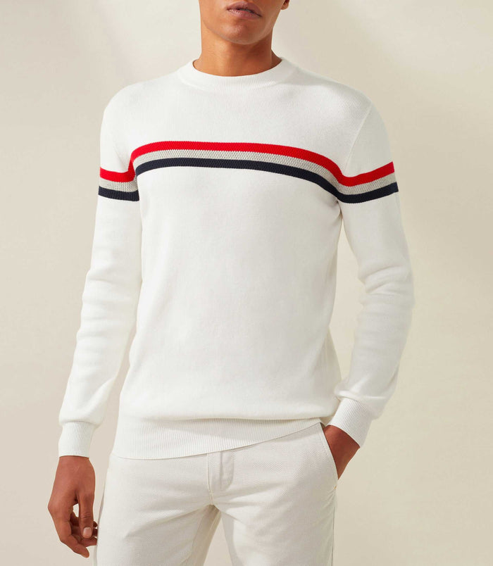 izac Pull col rond ecru "Furi"