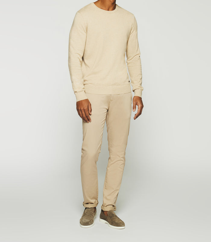 izac Pull col rond en coton cachemire beige DRISS