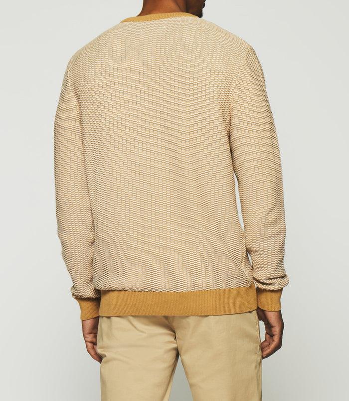Izac Pull Col Rond En Coton Camel Et écru DAMIAN