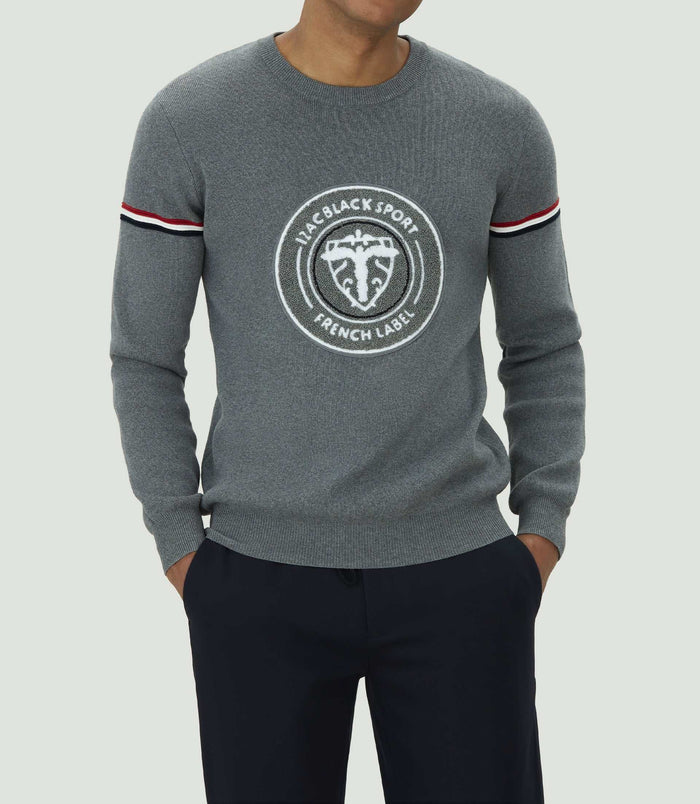 Izac Pull Col Rond En Coton Gris "Leito"