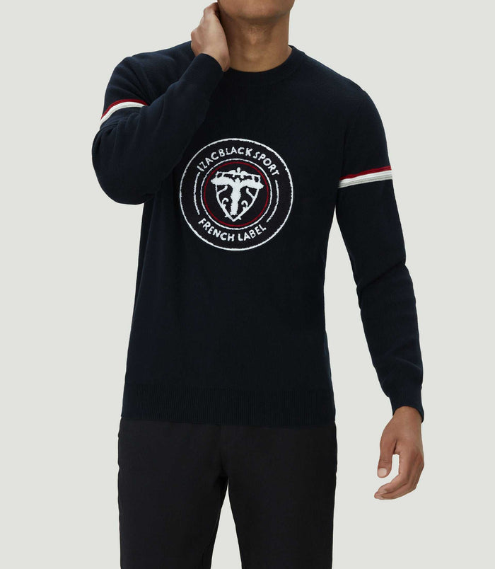 Izac Pull Col Rond En Coton Marine "Leito"