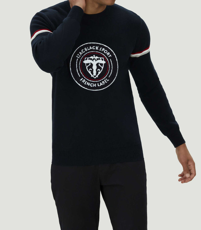 Izac Pull Col Rond En Coton Marine "Leito"