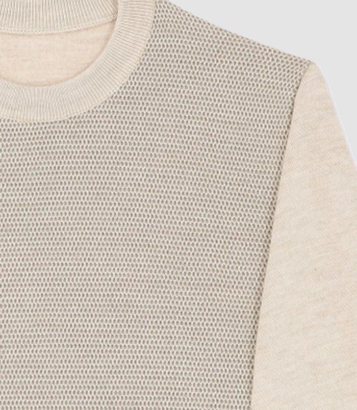 Izac Pull Col Rond En Laine Mérinos Beige BORIS