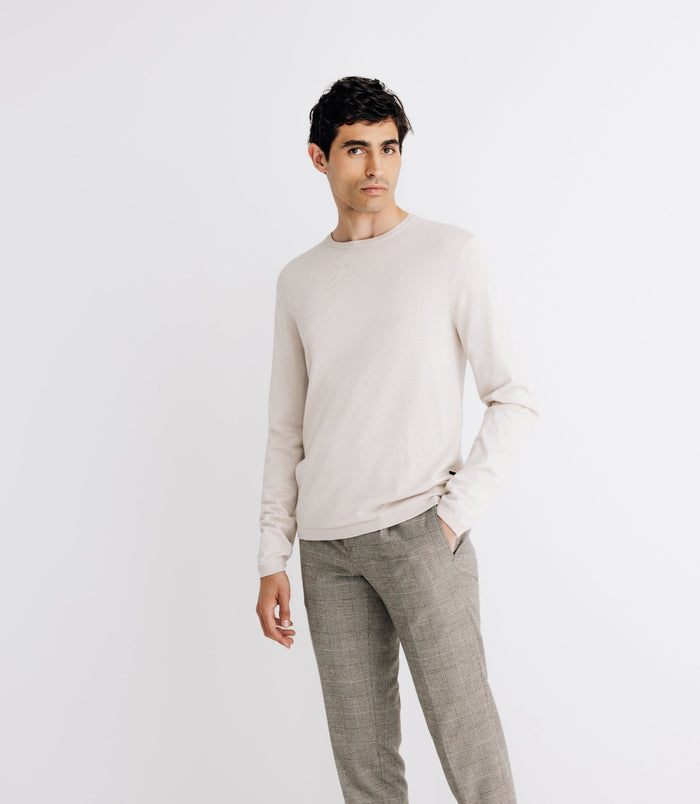 Izac Pull Col Rond En Maille Beige