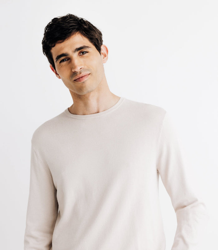 Izac Pull Col Rond En Maille Beige