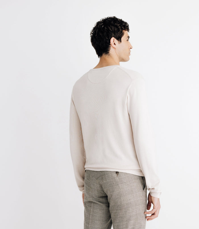 Izac Pull Col Rond En Maille Beige