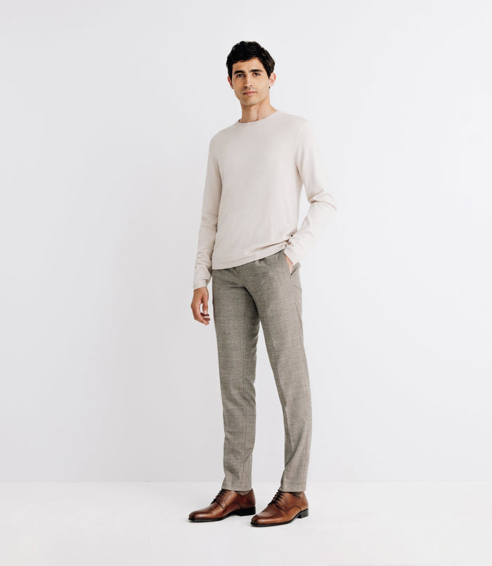 izac Pull col rond en maille beige