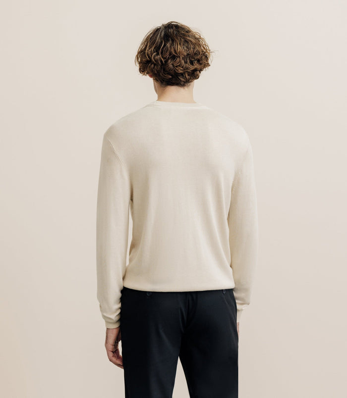Izac Pull Col Rond En Soie Beige Clair