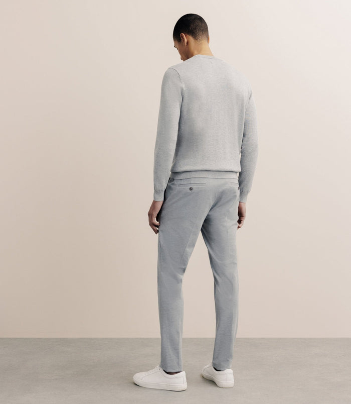 Izac Pull Col Rond En Soie Gris Chiné