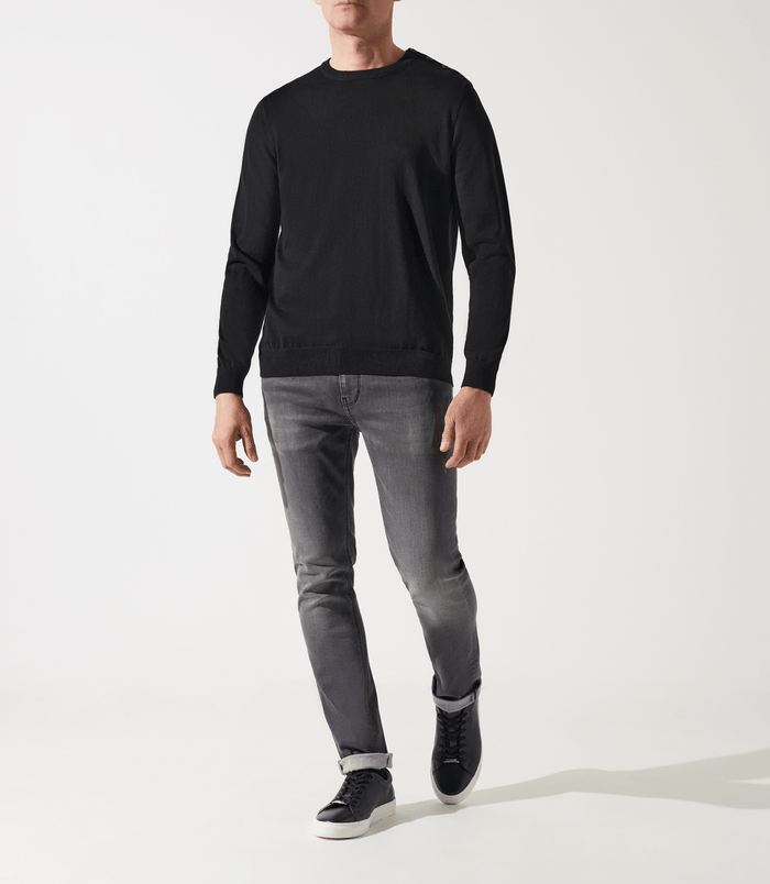 izac Pull col rond épaule boutonnée noir