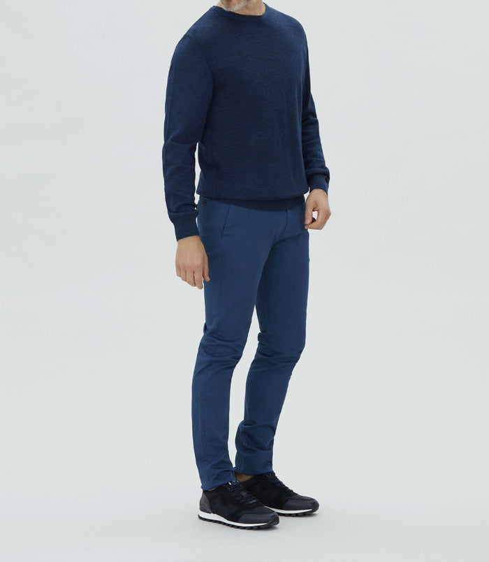 izac Pull col rond fantaisie bleu "Leandre"