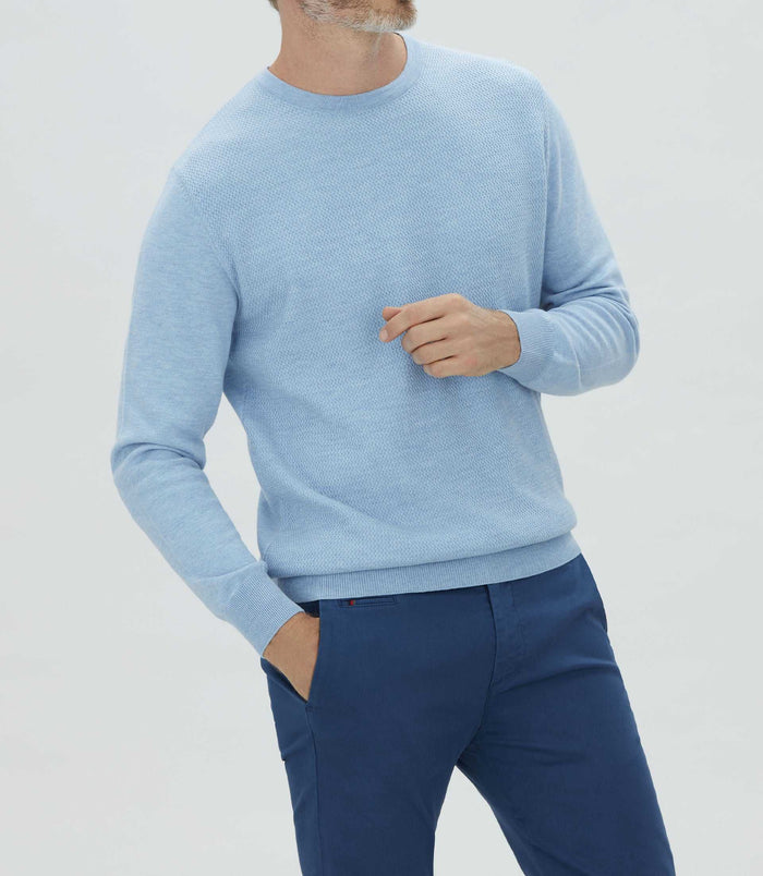 Izac Pull Col Rond Fantaisie Ciel "Leandre"