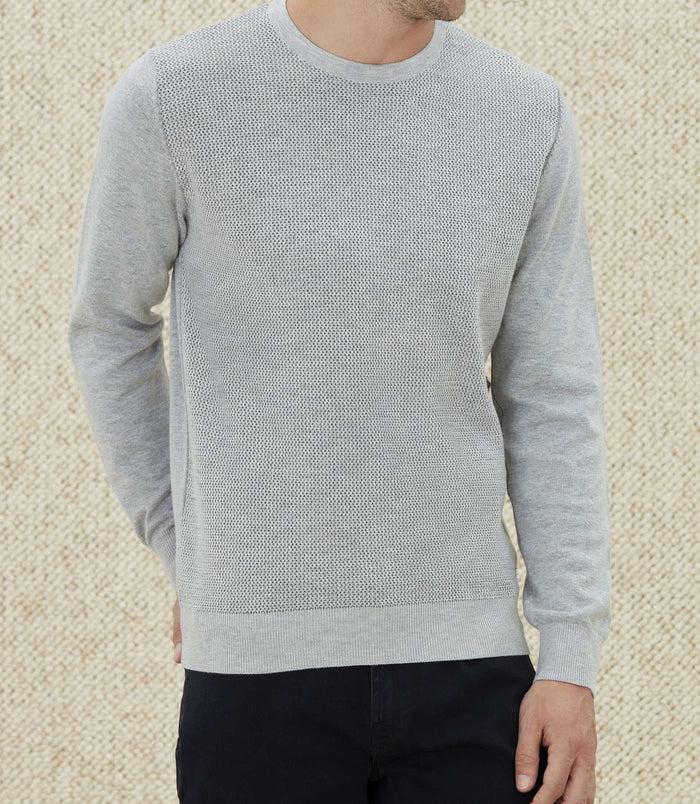 Izac Pull Col Rond Fantaisie Gris "Leandre"