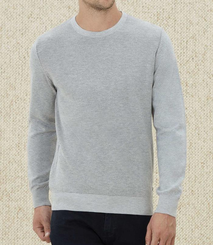 izac Pull col rond fantaisie gris "Leandre"