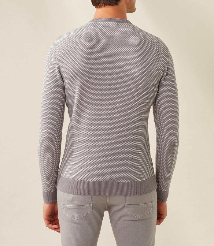 Izac Pull Col Rond Gris-blanc "Fapoleon"
