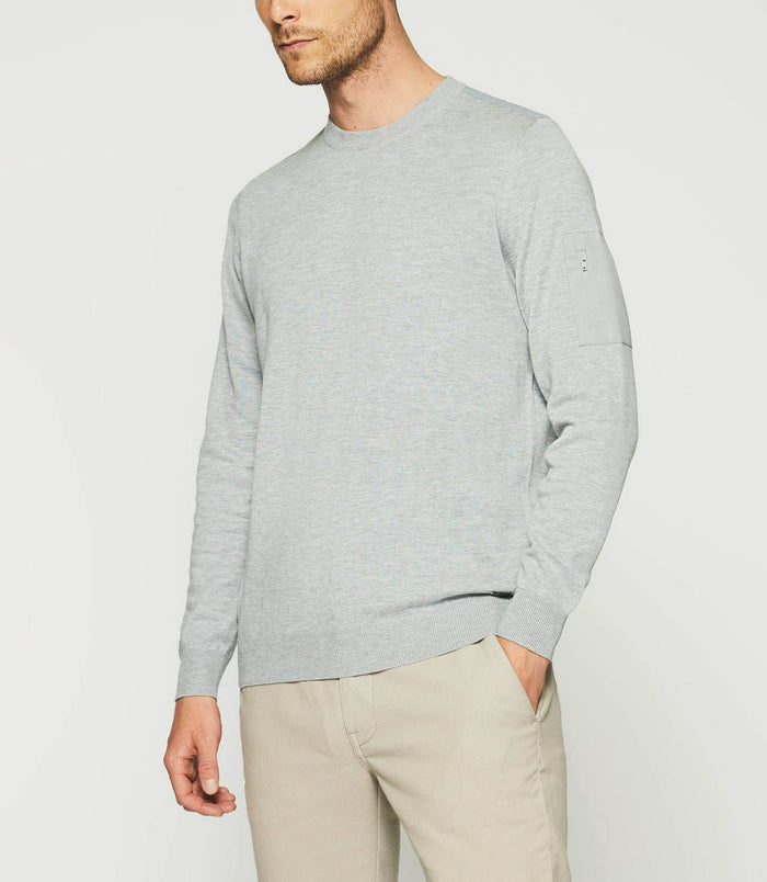 Izac Pull Col Rond Gris DAVID