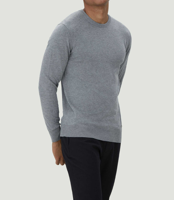 izac Pull col rond gris "Layton"