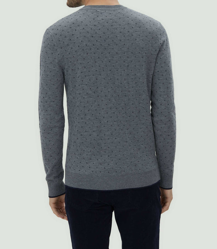 Izac Pull Col Rond Gris Motif All Over "Lise"