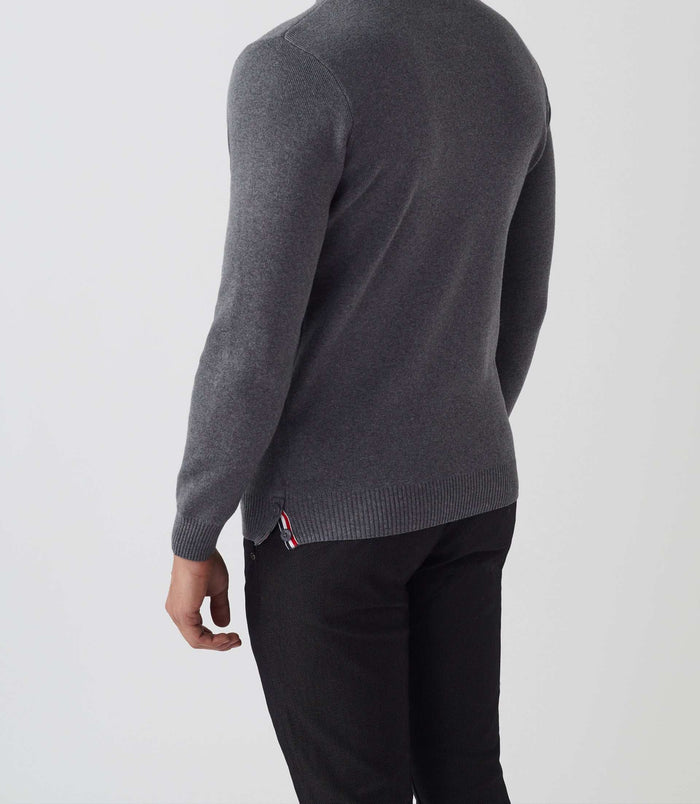 Izac Pull Col Rond Gris "Seito"
