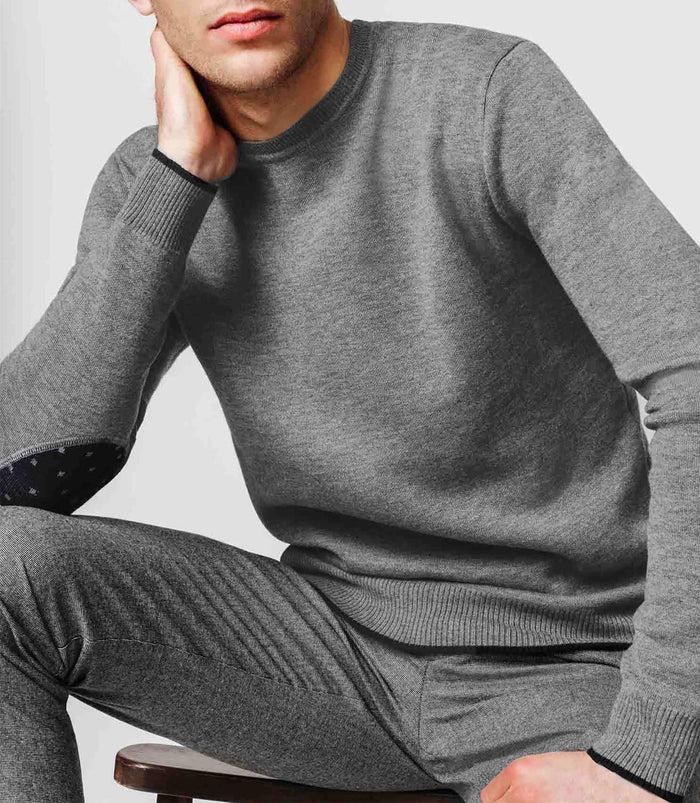 izac Pull col rond gris