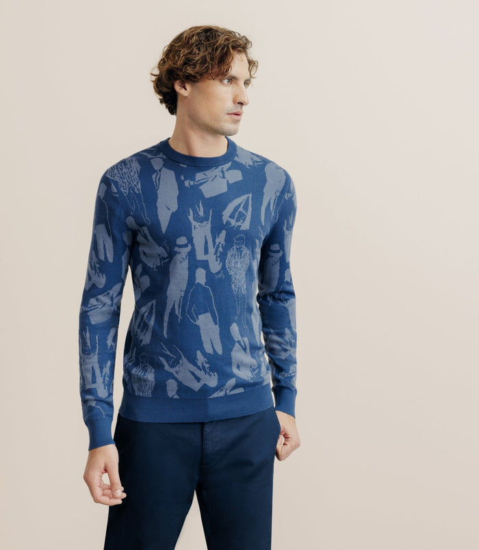 Izac Pull Col Rond Indigo