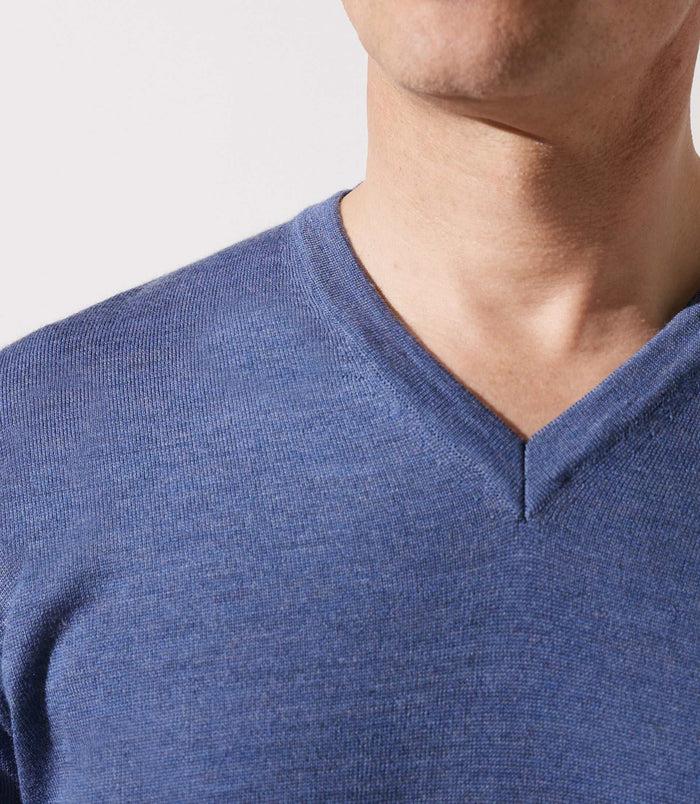 Izac Pull Col Rond Indigo 100% Mérinos