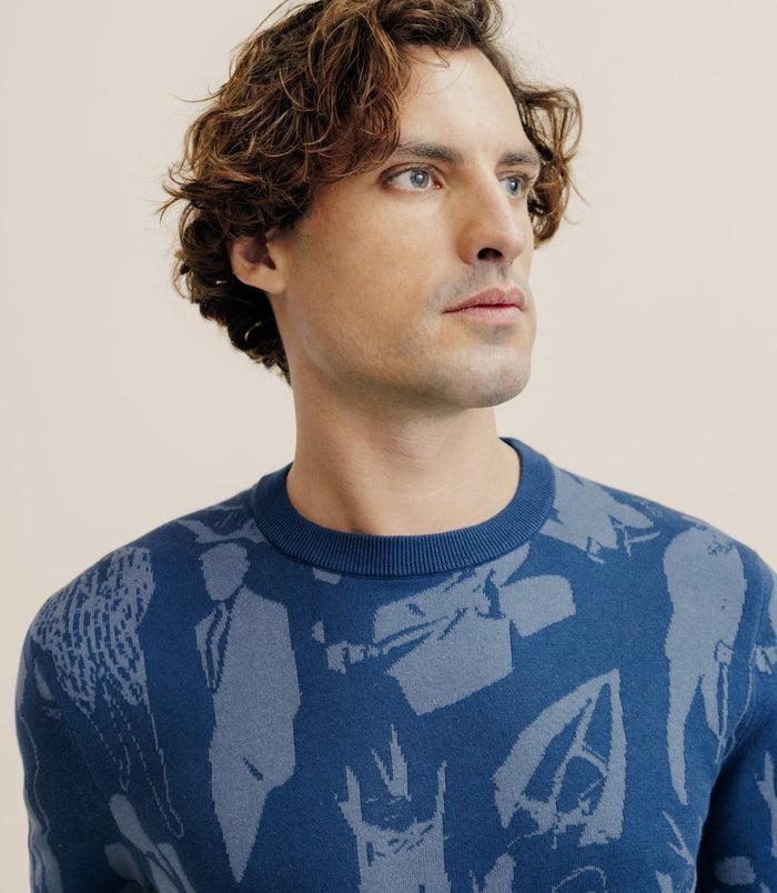 Izac Pull Col Rond Indigo