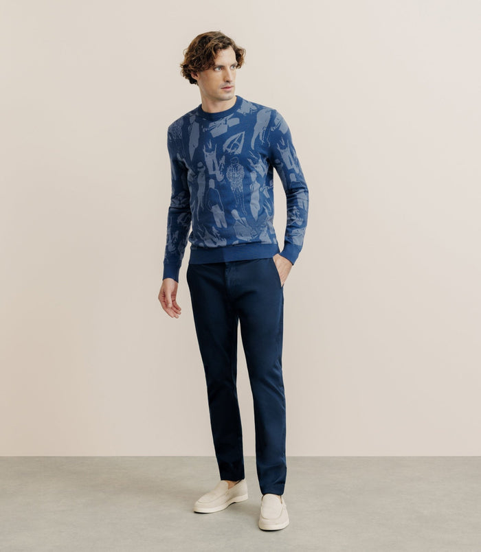 Izac Pull Col Rond Indigo