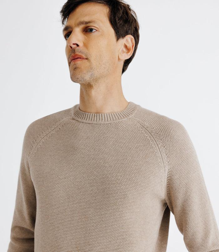 Izac Pull Col Rond Jeux De Point Beige