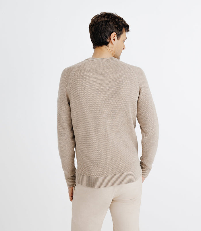 Izac Pull Col Rond Jeux De Point Beige