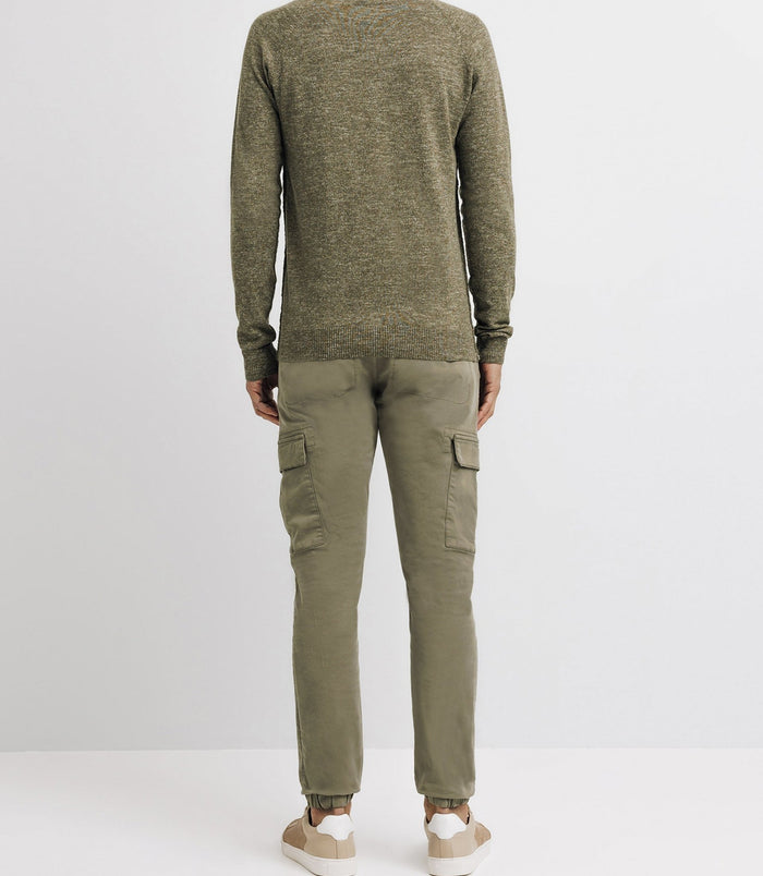 Izac Pull Col Rond Kaki