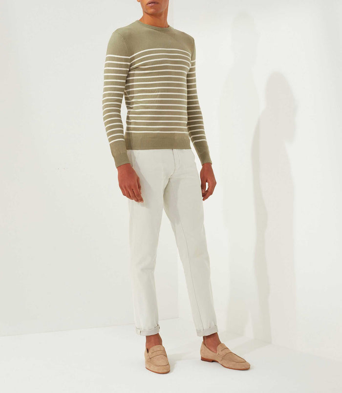 Izac Pull Col Rond Kaki-beige "Fahri"