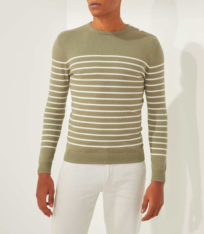 izac Pull col rond kaki-beige "Fahri"