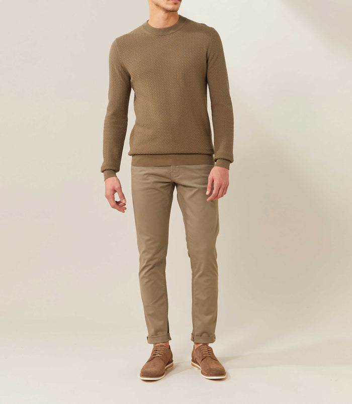 Izac Pull Col Rond KAKI