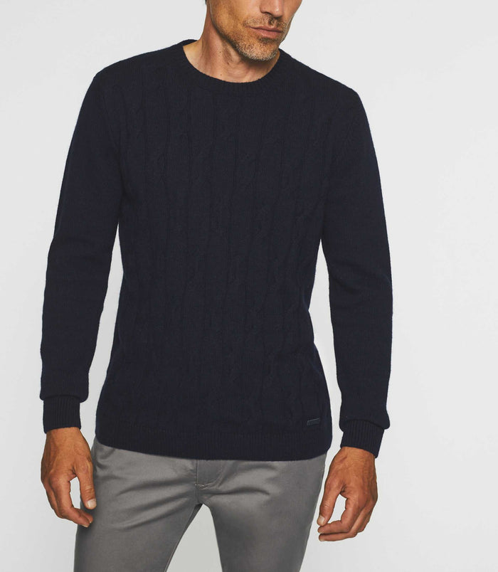 Izac Pull Col Rond Laine-cachemire Marine BENITO