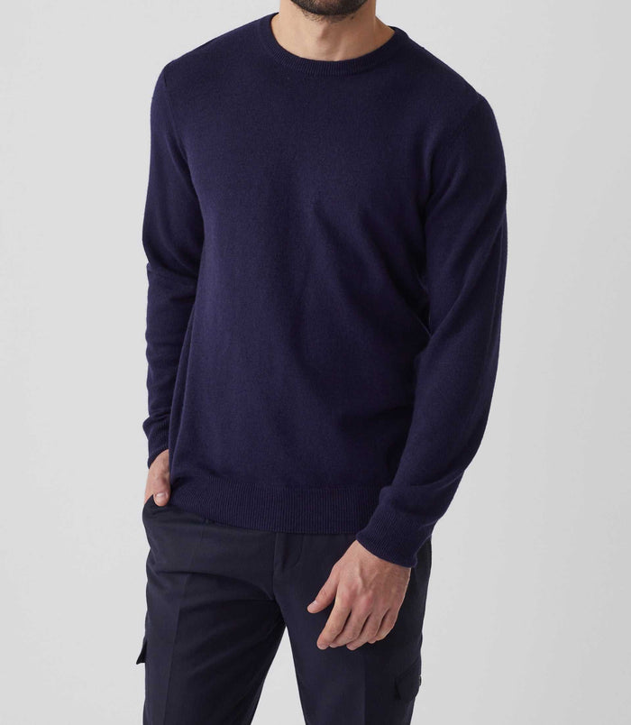 Izac Pull Col Rond Laine-cachemire Marine "Sergio"