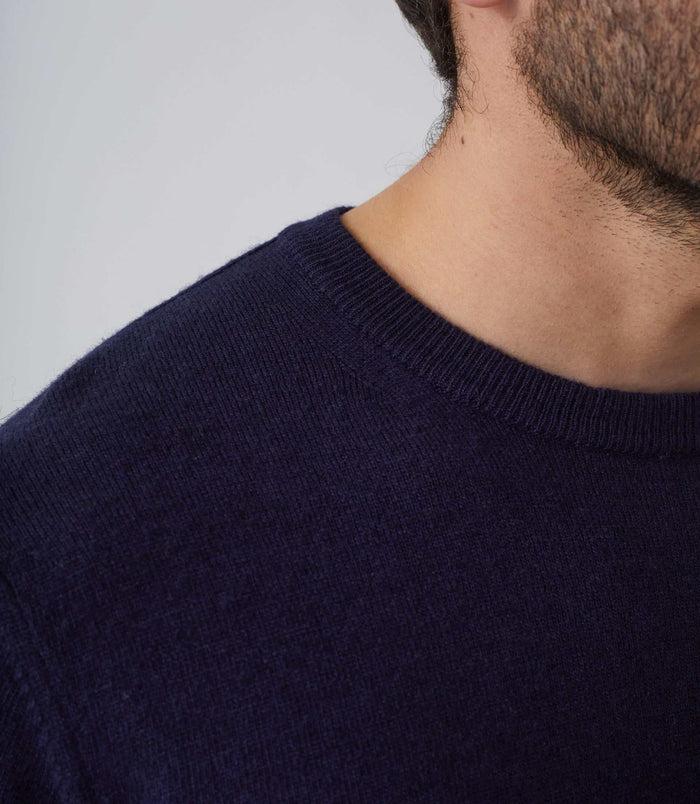 Izac Pull Col Rond Laine-cachemire Marine "Sergio"