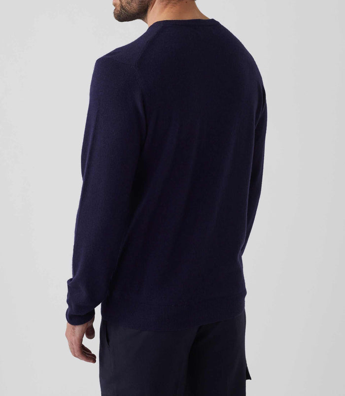 Izac Pull Col Rond Laine-cachemire Marine "Sergio"