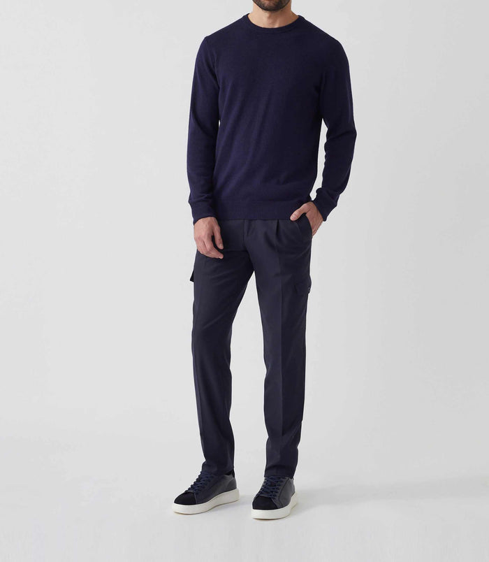 izac Pull col rond laine-cachemire marine "Sergio"