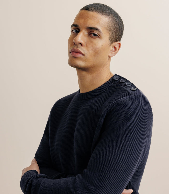 Izac Pull Col Rond Marine