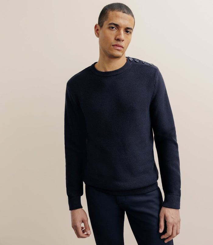 izac Pull col rond marine